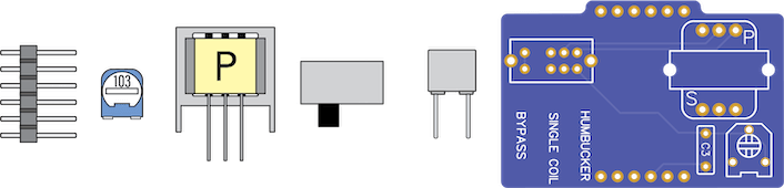 Components included in the pickup simulator kit